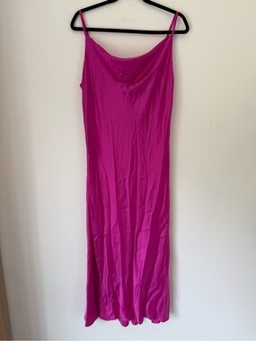 She + Sky Hot Pink Satin Slip Top